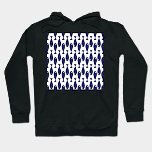 Simple Navy Fish Geometric Pattern Hoodie